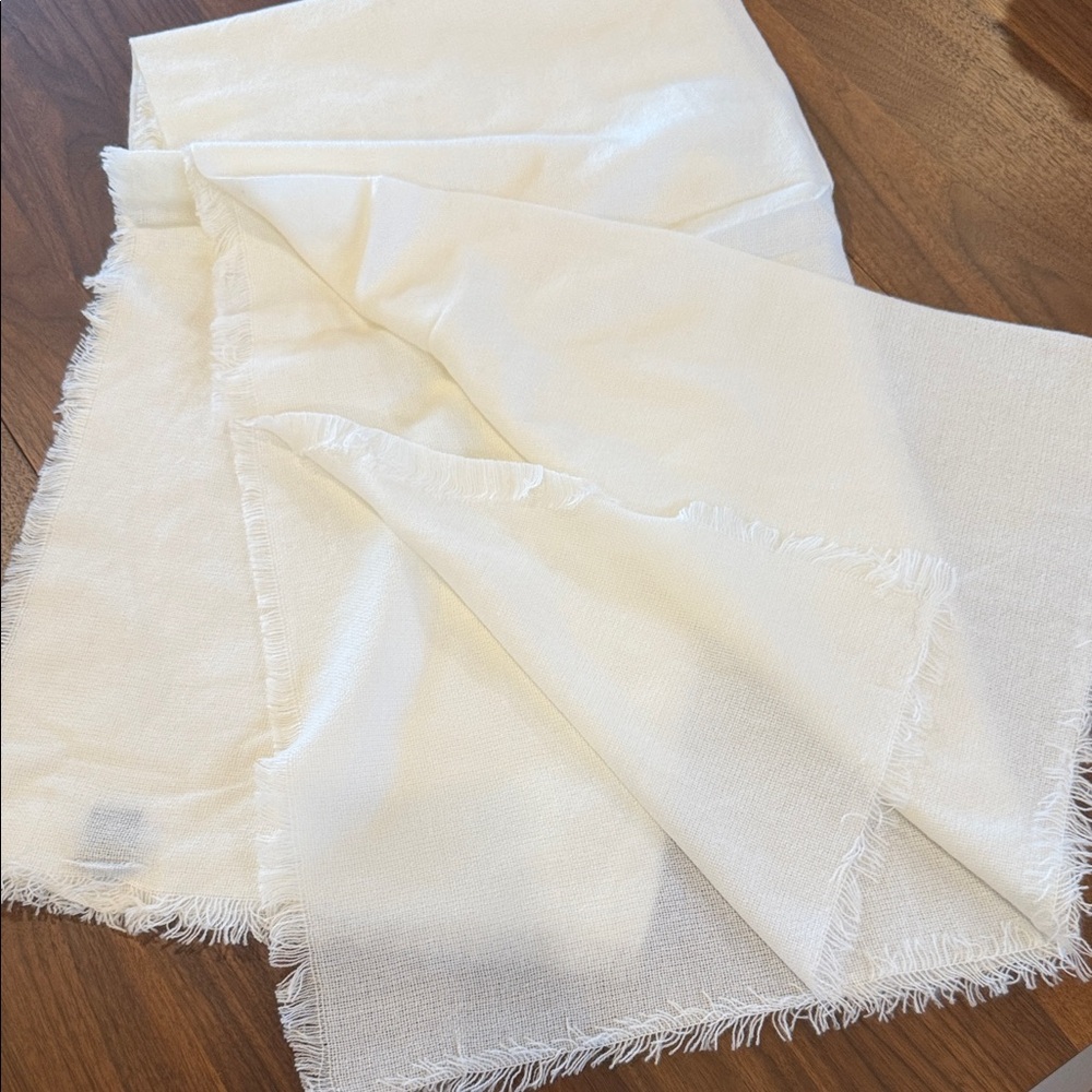 Elegant White Fringed Blanket Scarf/Pashmina. Soft. Pretty creamy white.
